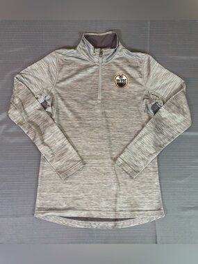Edmonton Oilers NHL Youth XL 1/4 Zip Performance Pullover Grey 18/20